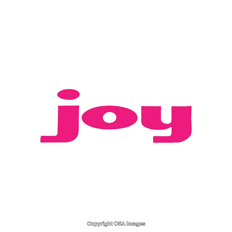 Bright Pink Typographic Artwork Expressing the Word 'Joy' on White Background