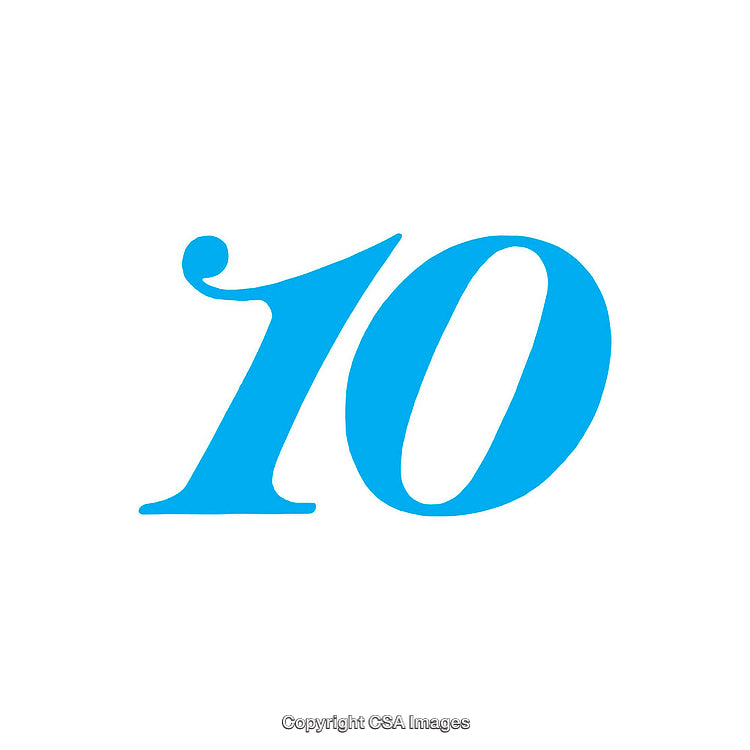 Blue Number Ten Illustration on White Background Representing Numerical Concepts