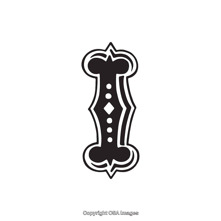 Stylized Black Symbol Representing Letter I with Intricate Design Elements