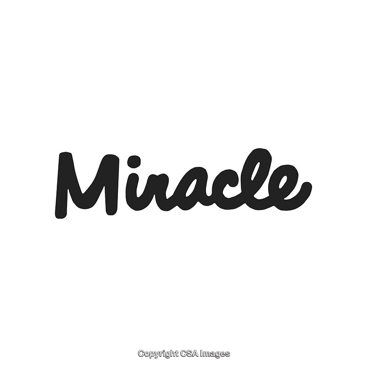 "Miracle" Handwritten Text in Elegant Black on White Background