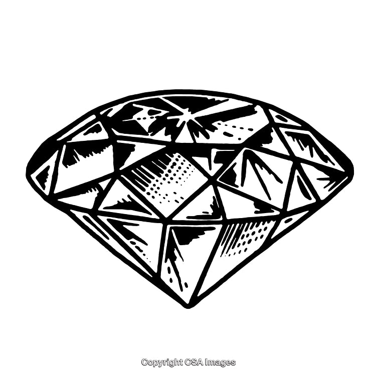 Detailed Black-and-White Engraving of a Diamond Illustration