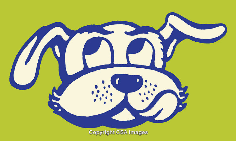 Cute Cartoon Dog Illustration in Blue and Green Line Art Style
