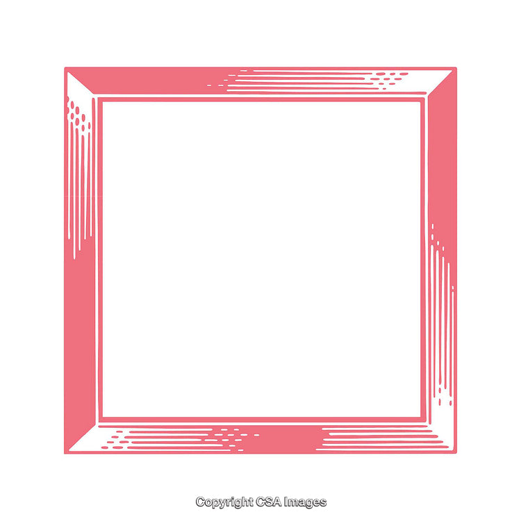 Decorative Border with Pink Graphic Elements on a Blank White Background