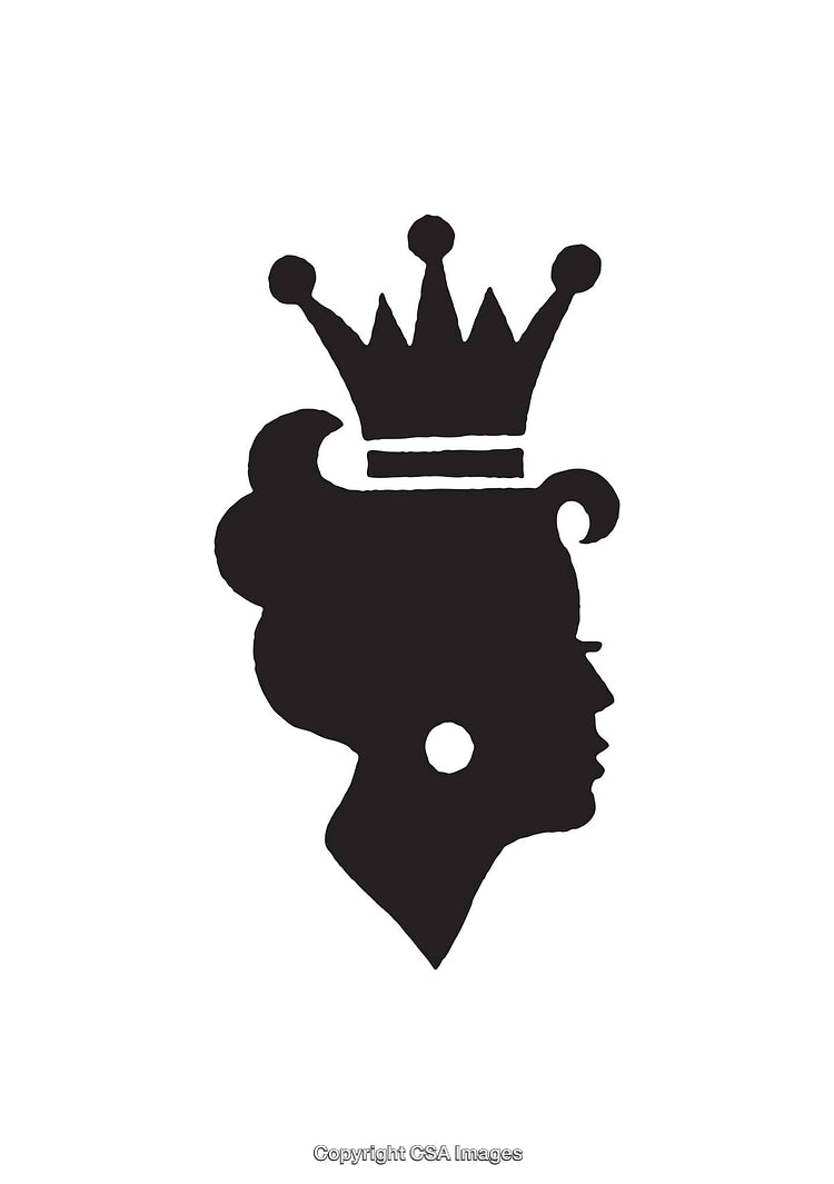 Silhouette Portrait of a Queen with a Crown in Minimalist Style