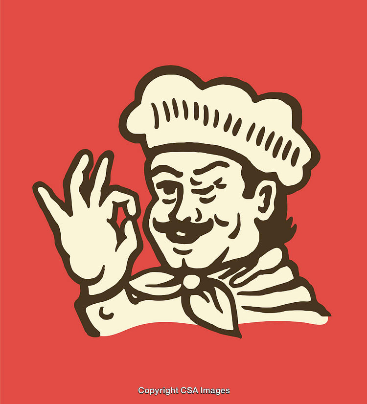 Retro Style Chef Illustration of Man Gesturing OK with Hand