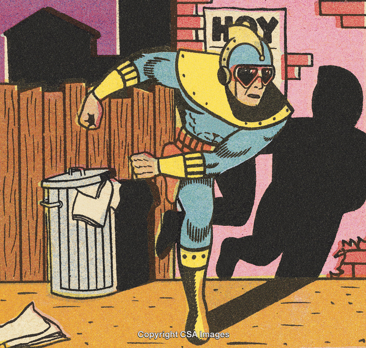Retro Superhero in Action Posing in Comic Book Style Art