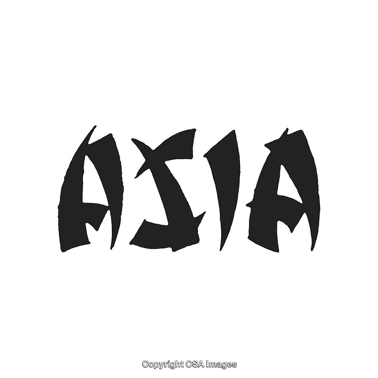 Artistic Typography Featuring Bold Strokes for the Word 'Asia' in Black