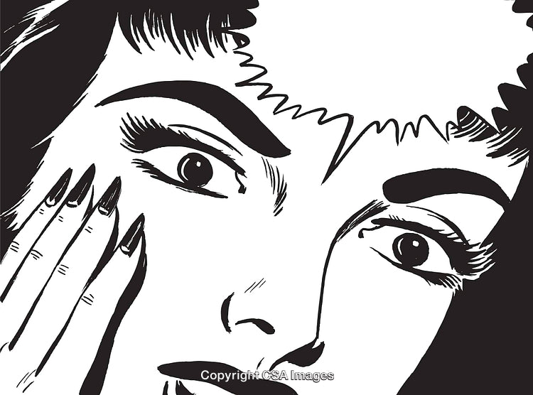 Black And White Retro Style Illustration of a Surprised Woman