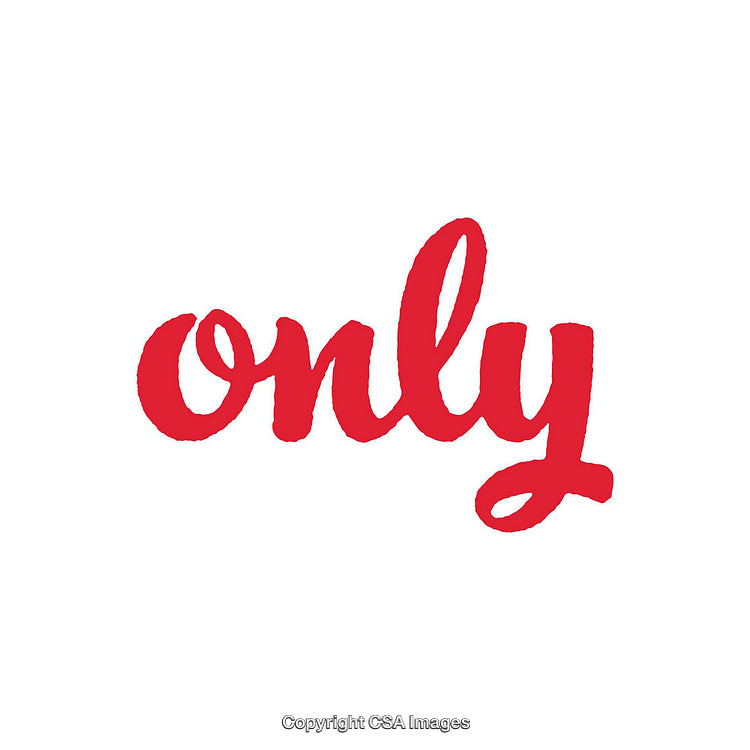Red Handwritten "Only" Text on a Clean White Background