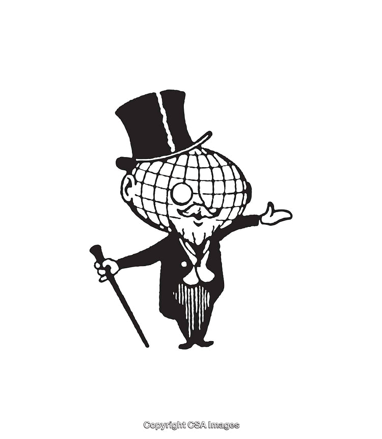 Elegant Line Art Illustration of Distinguished Character Dressed in a Top Hat