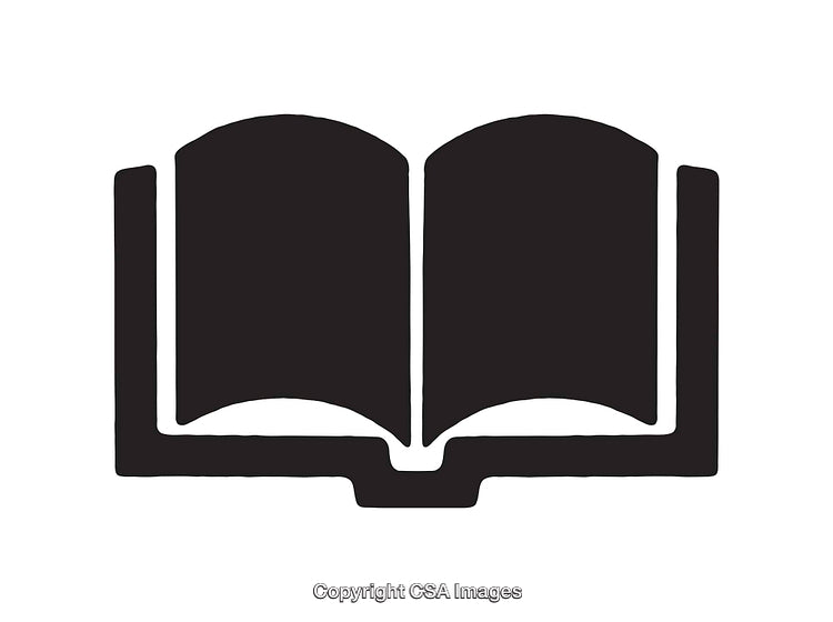 Minimalist Black and White Icon of an Open Book with Pages