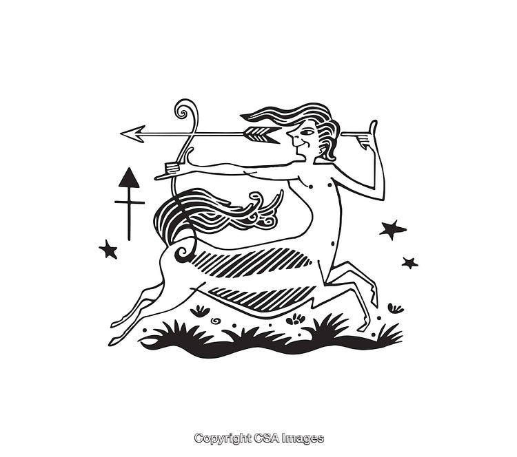 Sagittarius Zodiac Sign Line Art With Centaur Archer Illustration