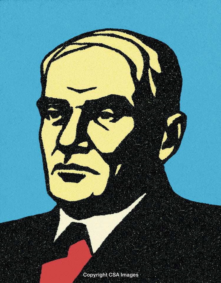 Stylized Portrait of a Serious Man in Vintage Art Design