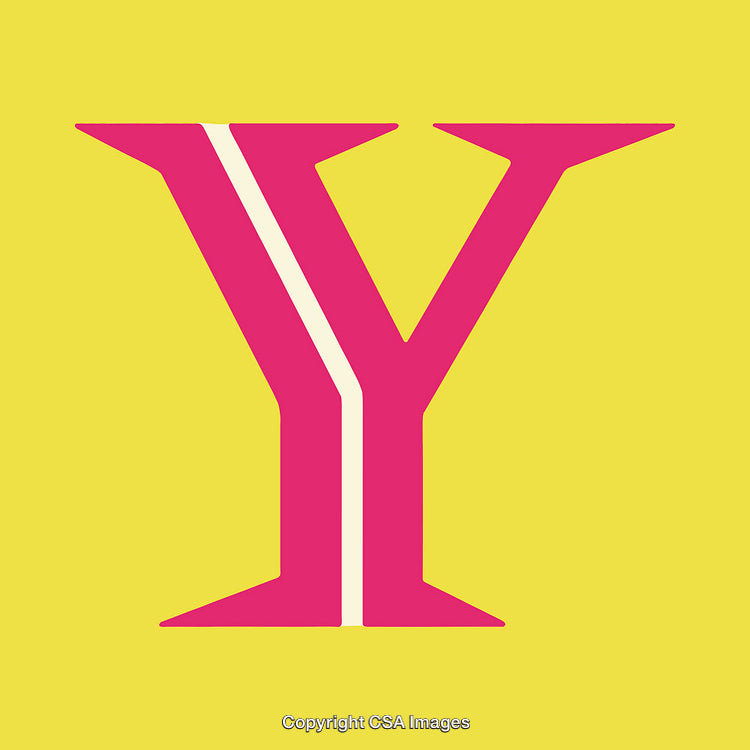 Stylized Letter Y on Bright Yellow Background with Pink Accent