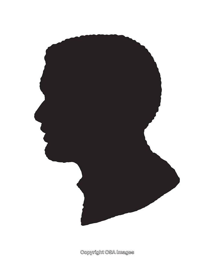 Silhouette Illustration of a Male Profile in Black and White