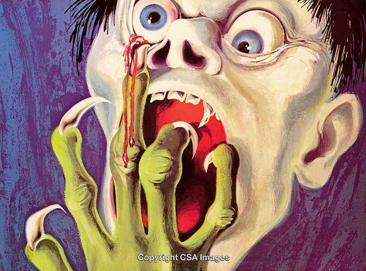 Spooky Illustration of a Monster Screaming With Green Clawed Hands
