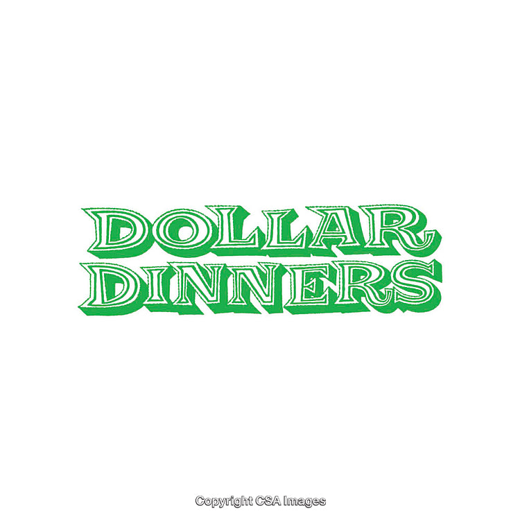 Green Dollar Dinners Text on a White Background