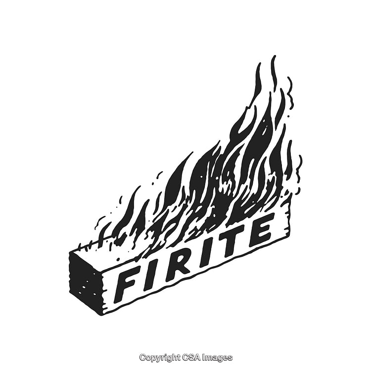 Black And White Matchstick Illustration with Dynamic Flames