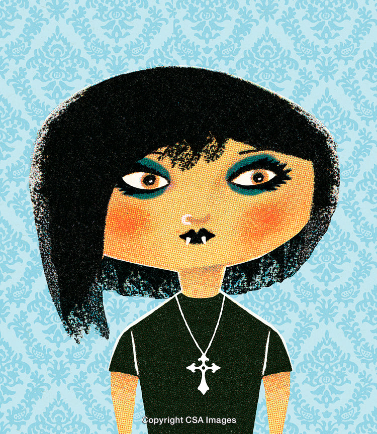 Stylized Portrait of a Gothic Character with Modern Artistic Flair