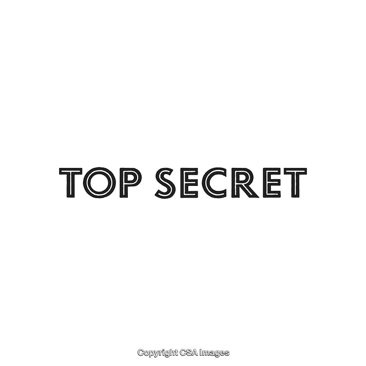 Top Secret Text Written Boldly on Simple White Background in Black Font