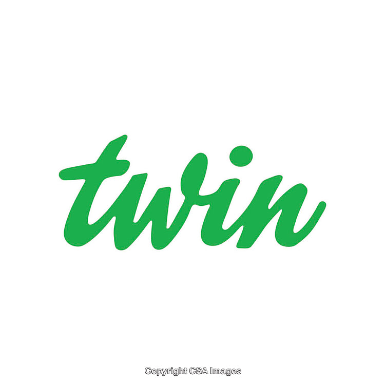 Green Script Text Reading 'Twin' on a White Background