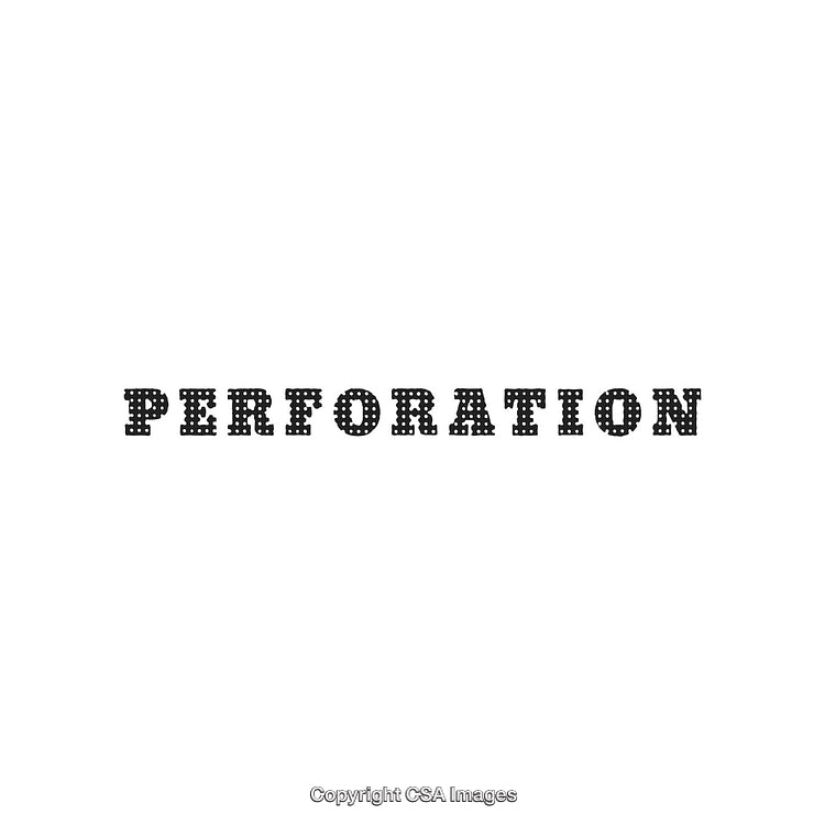Text Design Depicting the Word Perforation in a Stenciled Font
