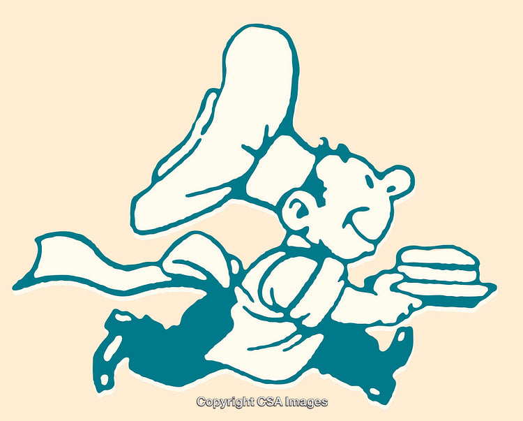 Playful Cartoon Chef Running with a Plate of Pancakes Illustration