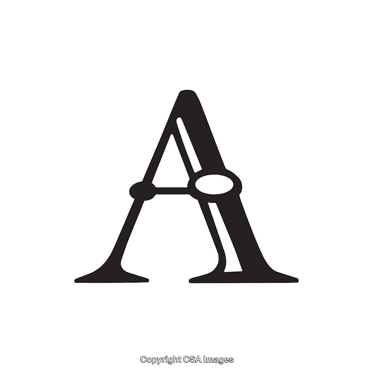 Detailed Black Letter A Design on a White Background