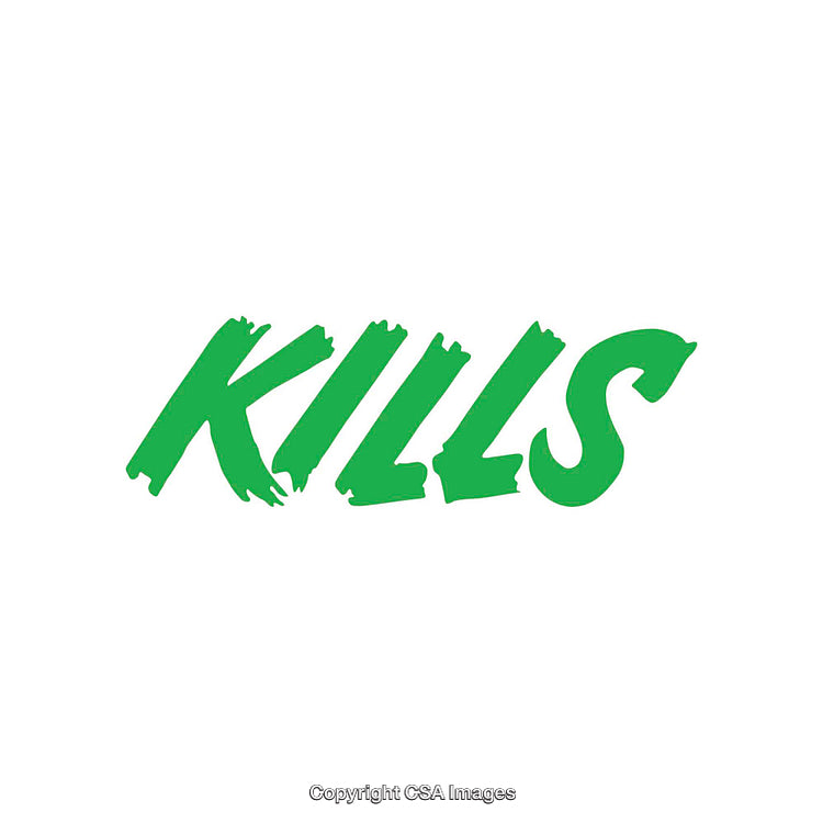 Graphic Art Featuring the Word 'Kills' in Bold Green Typography