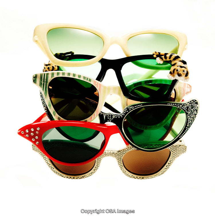 Stack of Colorful and Stylish Vintage Sunglasses