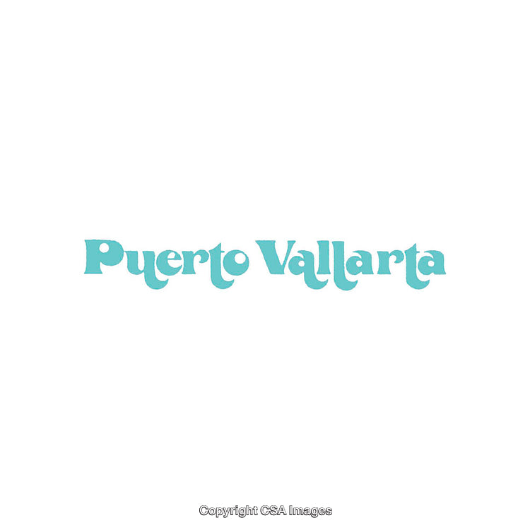 Puerto Vallarta Text Design in Stylish Turquoise Blue Font