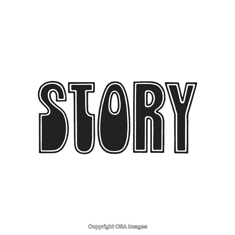 Stylized Black And White Typography With "Story" Caption on White Background