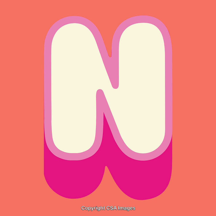 Bold Graphic Illustration of the Letter N in Pink and Cream Tones