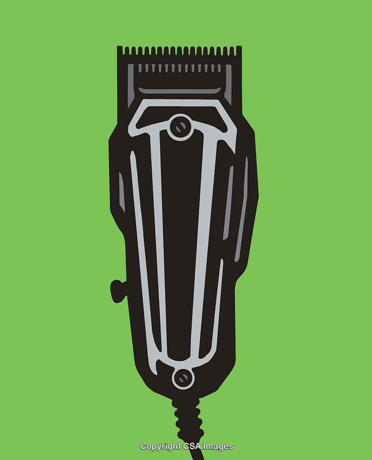 Electric Hair Clipper Line Art Illustration on a Green Background