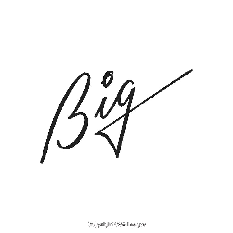 Handwritten Calligraphy Style Word Big on White Background