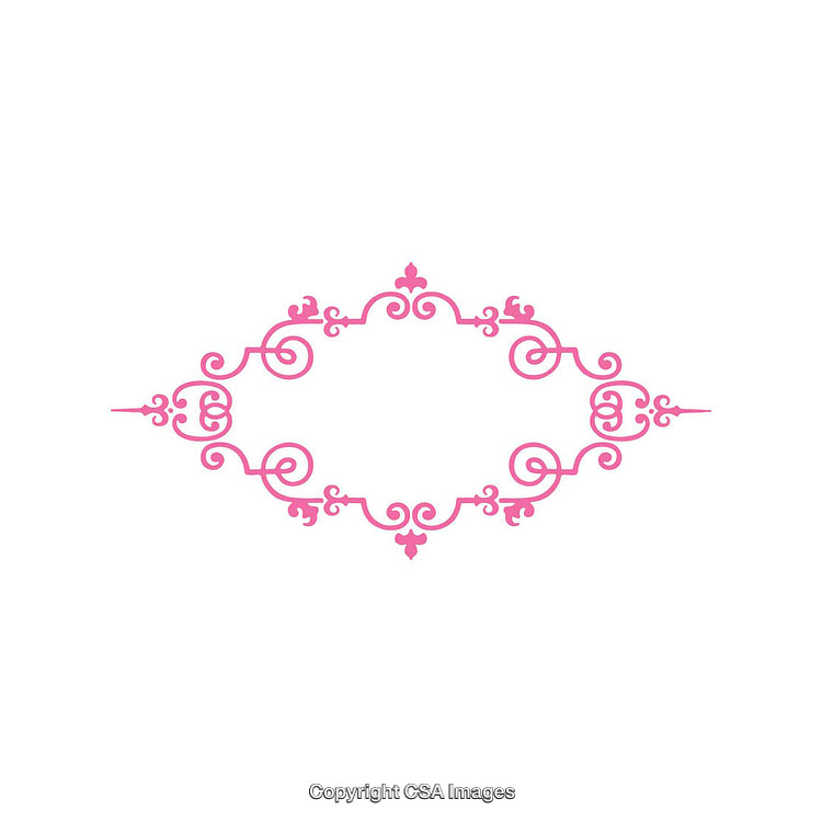 Elegant Pink Ornamental Frame with Intricate Swirl Design on White Background