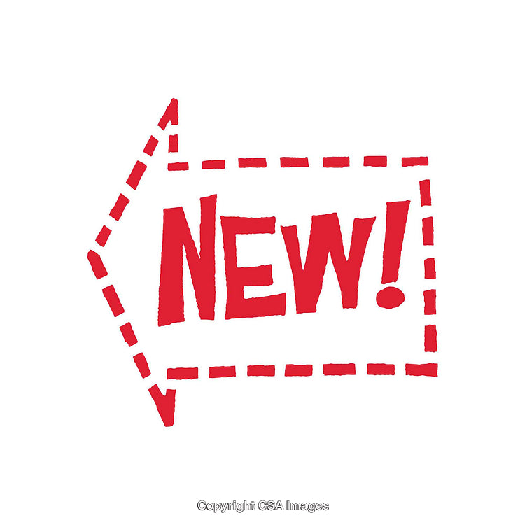 Red Arrow Sign Highlighting a Dotted Frame with New Announcement
