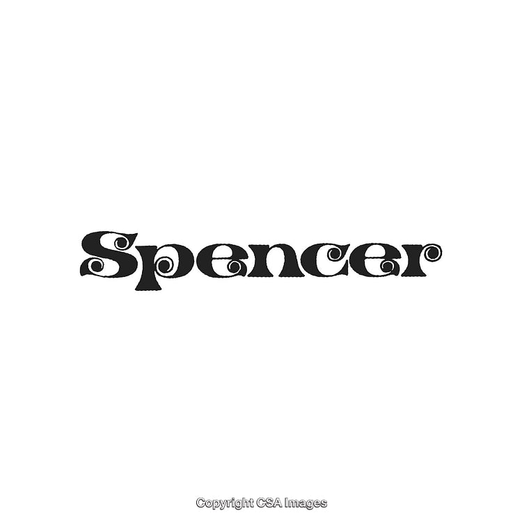 Stylized Black Spencer Text Logo with Decorative Serif Design