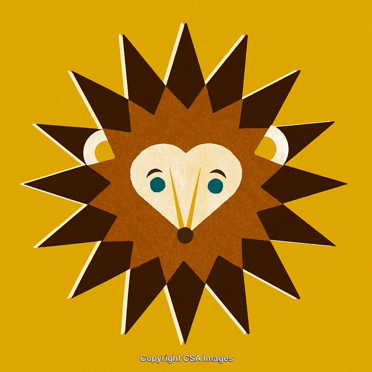 Stylized Lion Illustration With Geometric Features and a Vibrant Color Palette