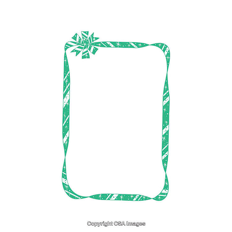 Green Ribbon Frame with Festive Bow for Holiday Celebrations or Designs