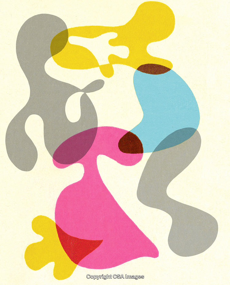 Colorful Abstract Shapes Intertwined in a Geometric Artistic Illustration