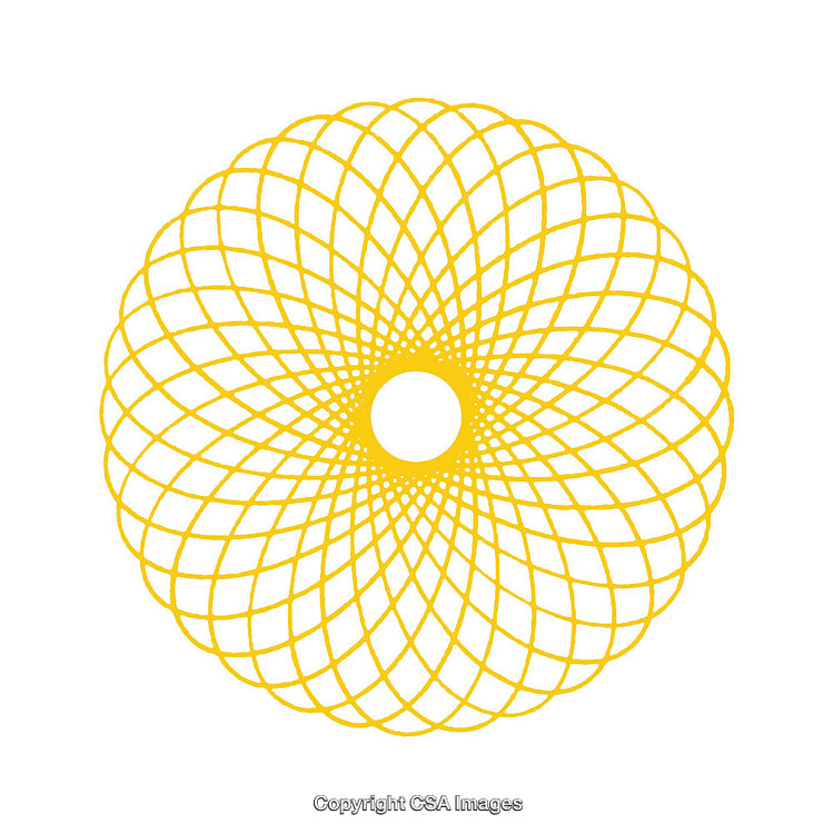 Geometric Yellow Pattern with Symmetrical Circular Design on White Background