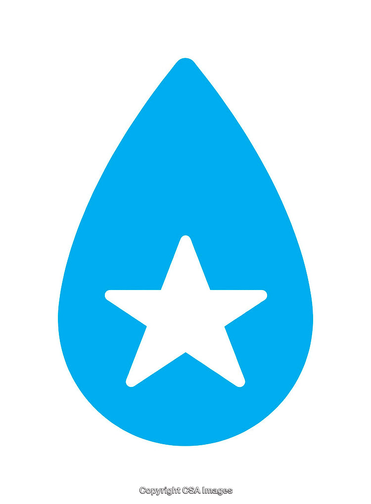 Blue Droplet Icon Featuring a White Star in Minimalist Design