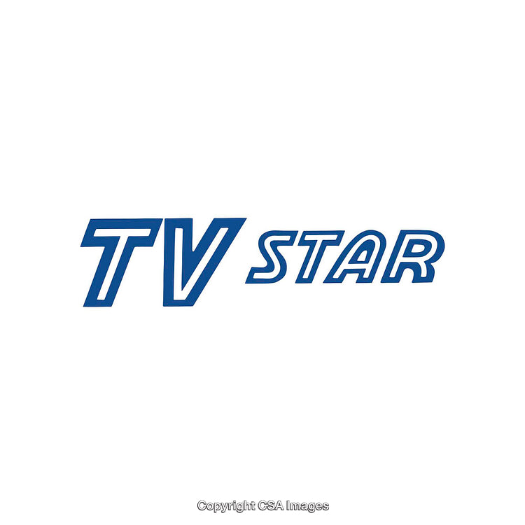 Blue Typography of 'TV Star' on White Background