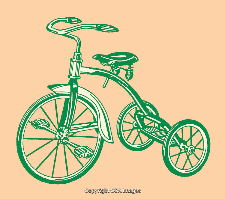 Vintage Green Tricycle Illustration With Minimalist Design