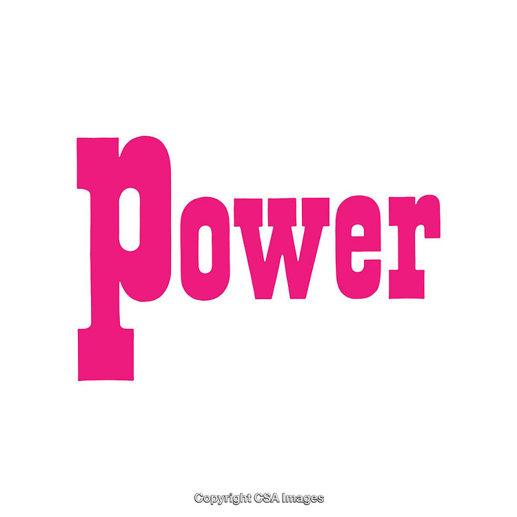Pink Typography Highlighting the Word Power on White Background