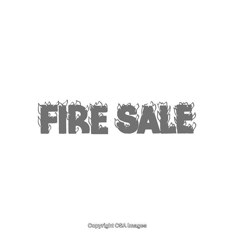 Gray Fire Sale Icon with Flaming Lettering and Minimal Design