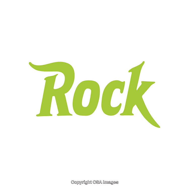 Green Text Depicting the Word Rock in Modern Typography Style
