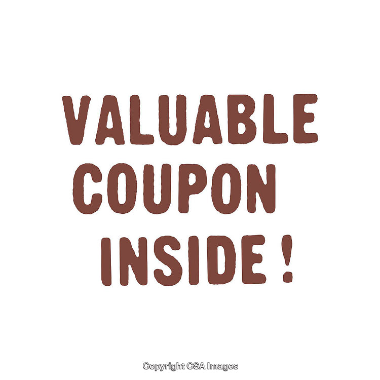 Brown Text Displaying Valuable Coupon Inside Against White Background