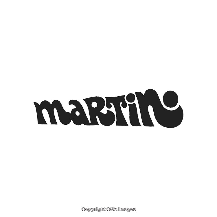 Groovy Styled Text 'Martin' in Bold Black and White Lettering